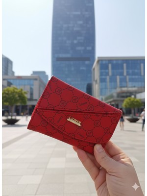 Lioner Çizgili Kapaklı Fermuarlı Portföy Kadın Cüzdan Ortaboy