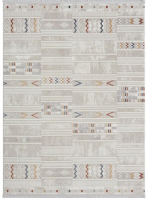 Karmen Halı Lotus 8573 Gri Halı Renkli Iskandinav Desenli Modern Ince Akrilik Tozuaz Salon Yatak Odası Halısı