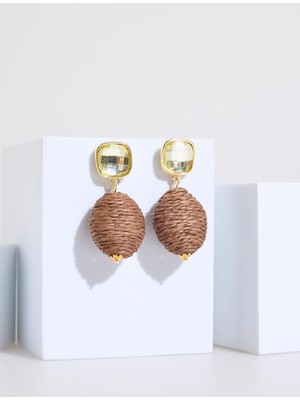 Jimmy Key Bordo Hasır Görünümlü Parlak Sallanan Küpe