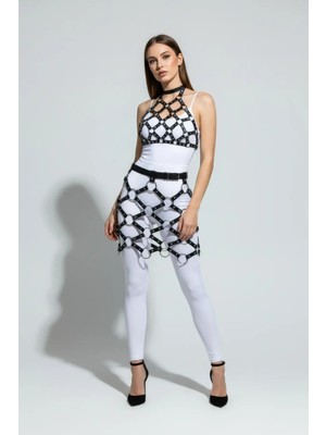 Beruflic Siyah Etek Metal Halka Detaylı Etek Suni Deri Etek Kafes Yapılı - BRF1289