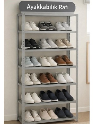 Alanraf 6 Katlı Galvaniz Çelik Gri Renkli Ayakkabılık Rafı 27X57X150CM