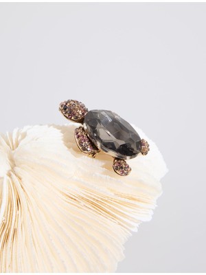 Jimmy Key Karışık Kaplumbağa Figürlü Zarif Broş