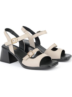 Ziya, Kadın Hakiki Deri Topuklu Sandalet 161992Z19030 Buz