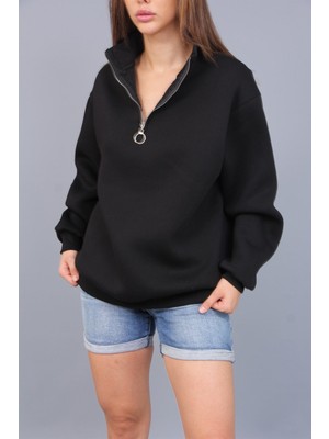 Tomiross Hande Kadın Yarım Fermuarlı Yaka Üç Iplik Sweatshirt HANDE-3785