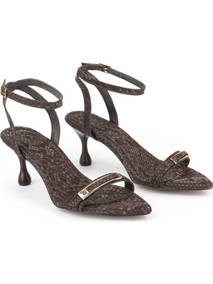 Ziya, Kadın Topuklu Sandalet 161996Z607 Kahve