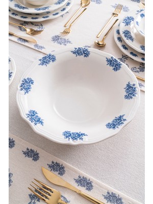 Rubi Porselen Vintage Flowers Blue 26 cm Salata Kasesi 920 cc – Çiçek Desenli Porselen Bowl