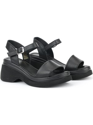 Ziya, Kadın Hakiki Deri Topuklu Sandalet 161992Z64028 Siyah