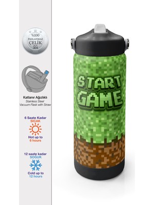 Coral High Craft Desenli Çelik Termos 650 ml Katlanır Ağızlıklı Paslanmaz Çelik Renkli Tasarım 38393