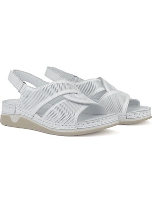 Ziya, Kadın Hakiki Deri Sandalet 1611008ZM27 Beyaz