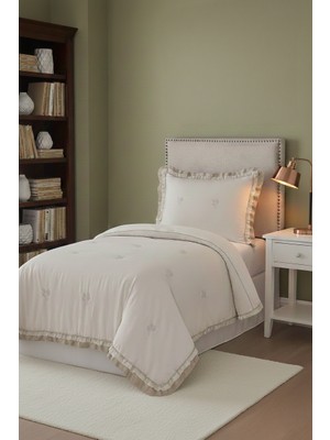 Perla Çiçek Desenli Tek Kişilik Yatak Örtüsü Seti 180X240 cm