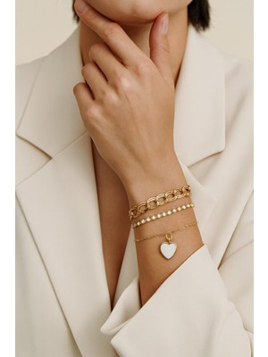 Girift Vintage Pity 3'lü Kalpli Taşlı Bileklik Seti