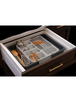 Deyhome Ordera Çekmece Içi Kaşıklık Organizer Çift Taraflı Uzayabilen Pratik Kaşıklık Düzenleyici (34cm+55cm x 38cm)