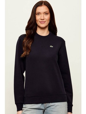 Lacoste Kadın Relaxed Fit Bisiklet Yaka Düz Desenli Lacivert Sweatshirt Yaz Sezonu