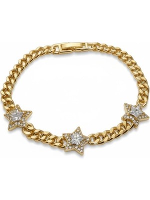 Lunel Accessory Altın Kaplama Zincir Bileklik – Yıldız Kesim Taşlı Figürlü Şık Kadın Bileklik