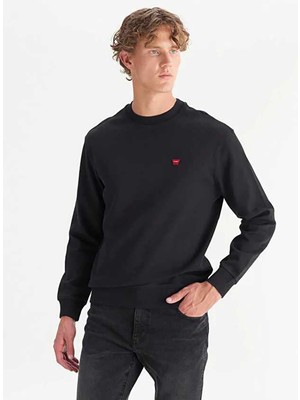 Wrangler Bisiklet Yaka Siyah Erkek Sweatshırt TW2520255001 Siyah Sweatshirt