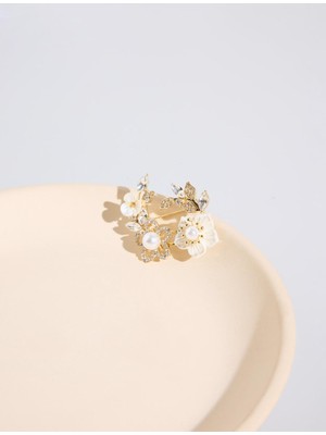 Jimmy Key Altın Rengi Çoklu Çiçek Figürlü Broş