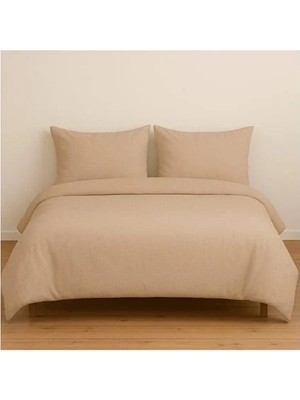 More Home Lastikli Çarşaf Çift Kişilik Nevresim Takımı Koyu Bej