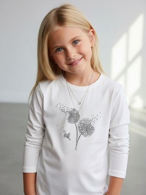 Zekids Kız Çocuk Taş Işlemeli Uzun Kollu T-Shirt