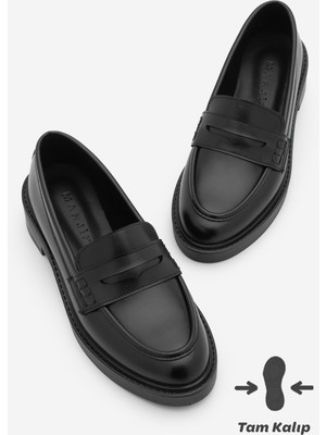 Marjin Kadın Loafer Günlük Klasik Ayakkabı Fonle Siyah