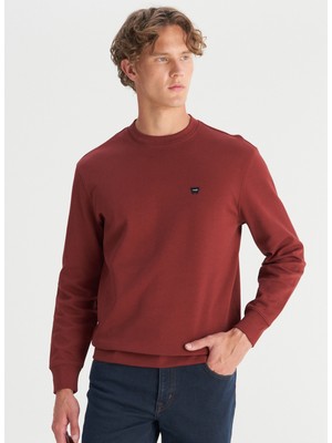 Wrangler Bisiklet Yaka Bordo Erkek Sweatshırt TW2520255169 Bordo Sweatshirt