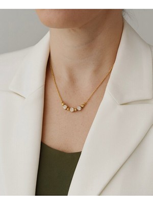 Girift Vintage Unit Gold Zirkon Taşlı Kolye