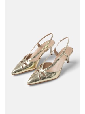 Mio Gusto Jolly Altın Renk Kadın Topuklu Ayakkabı