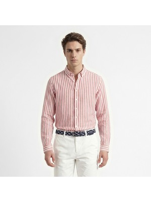 Nautica Erkek Kırmızı Regular Fit Çizgili Gömlek W65433T.8CP