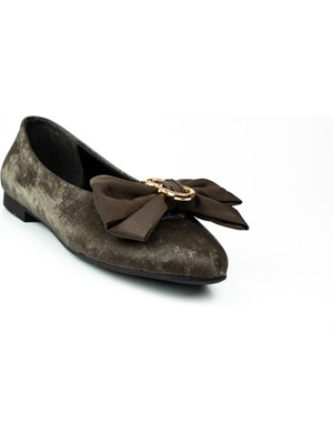 Babalı Miss Park Moda 509 Kahverengi Saten Kadın  Babet