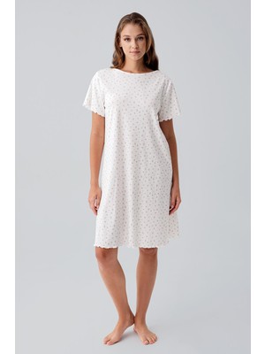 Artış Collection Kısa Kollu Çiçek Desenli Esnek Pamuklu Gecelik 19105