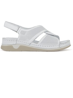 Ziya, Kadın Hakiki Deri Sandalet 1611008ZM27 Beyaz