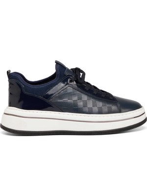 Tergan Lacivert Hakiki Deri Erkek Sneaker - E25I1AY57191-A31