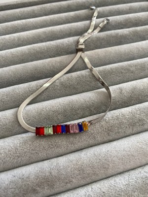 Pink Renkli Taşlı Ayarlabilir Çelik Bileklik