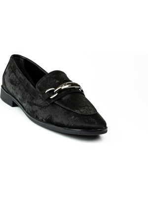 Babalı Miss Park Moda 656 Siyah Saten Kadın Babet