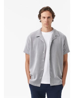 Nautica Erkek Lacivert Kısa Kollu Çizgili Gömlek W55534T.4NV