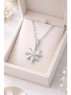 Youday Zirkon Taşlı Yıldız Figürlü Gümüş Renk Ataç Zincir Çelik Kolye MODEL 15 – Kararmaz, Modern ve Şık Tasarım