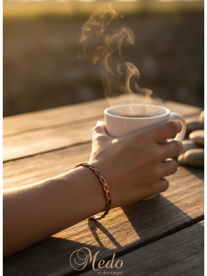 Medo E-Konsept Kadın Bakır Bileklik El Yapımı Örgü Modeli Şık Günlük Takı Hediyelik-Son 2 Adet