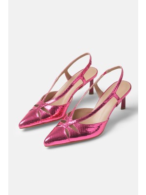 Mio Gusto Jolly Metalik Fuşya Renk Kadın Topuklu Ayakkabı