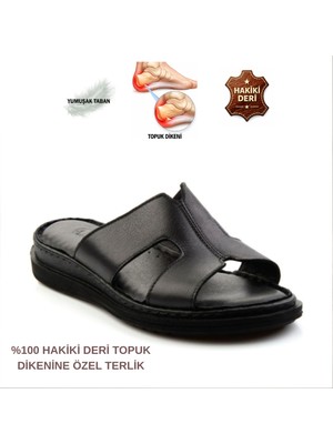 Cozi Company Kadın Hakiki Deri Tam Ortopedik Topuk Dikenine Özel Tasarım Günlük Terlik