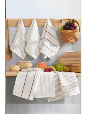 Mira Home 6 Lı Luna Naturel Mutfak Havlu Seti %100 Pamuklu 30X50 cm Krem