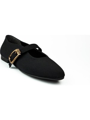 Babalı Miss Park Moda 502 Siyah Saten Kadın Babet