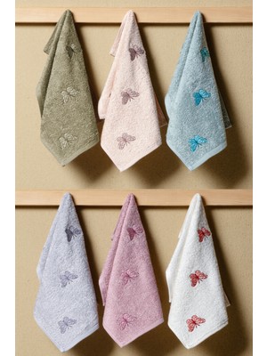 Bersay Tekstil Lina 6'lı 30X50, %100 Pamuk Bambu, Nakışlı Mutfak & El Havlu Seti – Yumuşak, Emici ve Dayanıklı