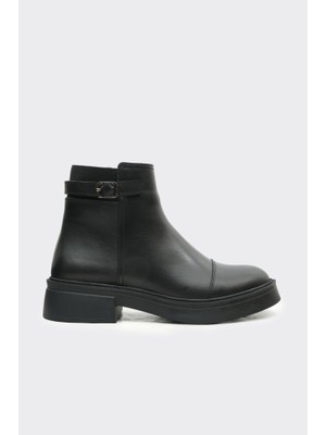 Derinet Hakiki Deri Fermuarlı Kadın Bot