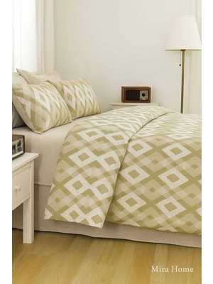 Mira Home Çift Kişilik Pamuklu Nevresim Takımı Iç Içe Baklava Desen