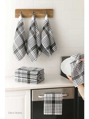 Mira Home 10 Lu Lüks Bulaşık Kurulama Bezi ve Mutfak Peçetesi 50X70 cm Daily Siyah