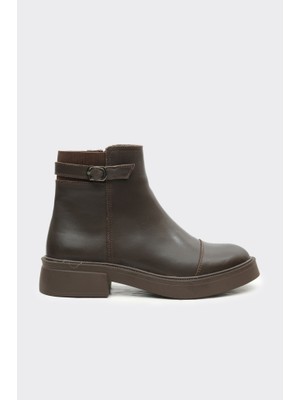 Derinet Hakiki Deri Fermuarlı Kadın Bot