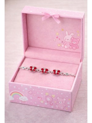 miraç gümüş takı atölyem 925 Ayar Gümüş 3'lü Kelebek Detaylı Zirkon Taşı Mineli Kız Çocuk Bileklik