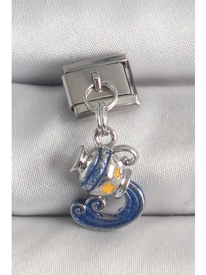 Azrlya 316L Çelik Gümüş Renk Sallantı Kova Burç Model Nomination Charm - Lisinya