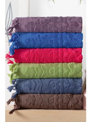Bersay Tekstil Dark 6’lı Bağlamalı Lüks, Jakarlı, Çeyizlik, El ve Yüz Havlusu Seti 50X90 | Premium Kalite