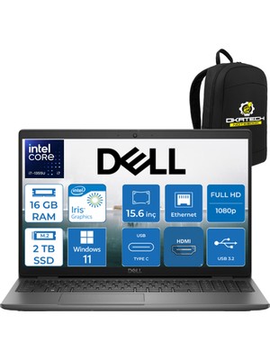 Dell Vostro 3530 Intel Core I7-1355U 16 GB Ram Ddr4 2 Tb  SSD 15.6" 120 Hrz Fullhd W11PRO  Taşınabilir Bilgisayar + Okatech Çanta