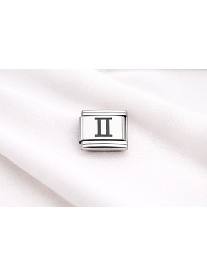 Youday Çelik Nomination Charm İkizler Burcu | Paslanmaz Çelik Bileklik Charmı | Burç Temalı Şık Takı